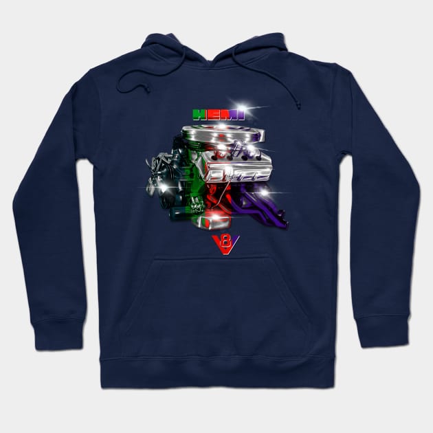 Hemi V8 Engine Muscle Design by MotorManiac Hoodie by MotorManiac